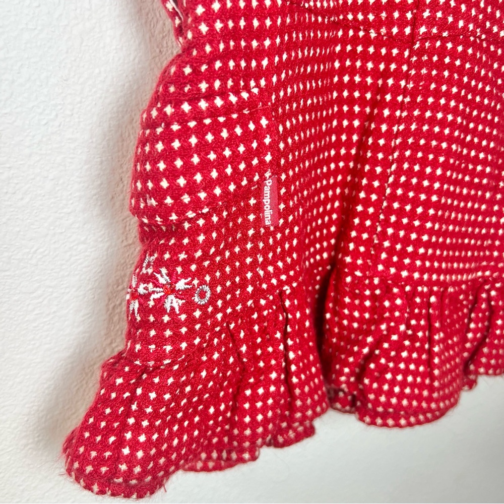 Pampolina | European Red and White Wool Blend Lined Jumper Dress | Size 3T - Picture 7 of 15